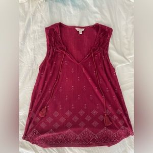 Women’s Red Lucky Brand Tank With Tassles
